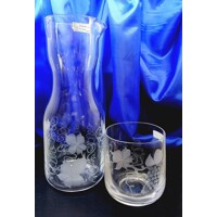 LsG-Crystal Láhev na víno či džus se skleničkami dekor Víno WW-013 750ml 350 ml 5 Ks.