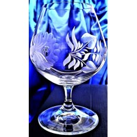LsG-Crystal Skleničky na koňak Brandy ručně broušené ryté dekor Růže dárkové balení satén Lara-157 400ml 2 Ks.