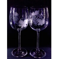 LsG-Crystal Skleničky na červené/ bílé víno ručně broušené dekor Víno dárkové balení satén RW-214 350ml 2 Ks.
