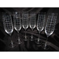 LsG-Crystal Sklenice na šampus/ sekt/ šumivé víno ručně broušené dekor Síť originál balení Netz-363 190ml 6 Ks.