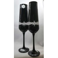 LsG-Crystal Skleničky na šampus černé 6 x Swarovski krystal ručně broušené dekor Kanta SK-s553 200ml 2 Ks.