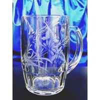LsG-Crystal Sklenice pivní ručně broušený půllitr dekor Ječmen originál balení...