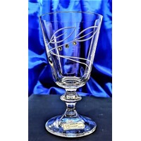 LsG-Crystal Skleničky na bílé víno vodu 18 x Swarovski krystal ryté  broušené dekor Konvalinka Bella-9696 230 ml 6 Ks.