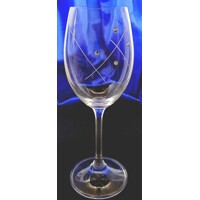 LsG Crystal Skleničky na červené bílé víno 24 x Swarovski krystal ručně ryté dekor Karla Lara-836 350ml 6 Ks.