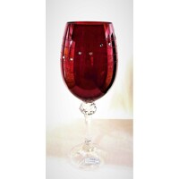 LsG-Crystal Skleničky červené s kamínky Swarovski na červené víno ručně broušené ryté dekor Claudia CX-9958 450ml 2 Ks.