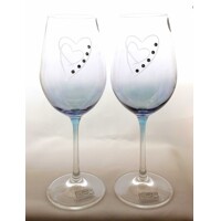 LsG-Crystal Skleničky na víno svatební 10 x Swarovski krystal dekor srdce dárkové balení satén HG-6201 450ml 2 Ks.