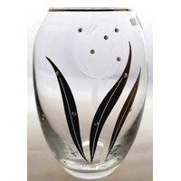 Lsg-Crystal Váza skleněná 10 x Swarovski krystal ručně broušená dekor platina ...
