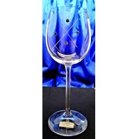 LsG-Crystal Skleničky na bílé víno 24 x Swarovski krystal ručně ryté broušené dekor Karla dárkové balení satén Erika-9718 260ml 6 Ks.