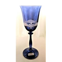 LsG-Crystal Skleničky modré na bílé víno dekor K...