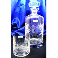 LsG-Crystal Whisky set ručně broušené dekor Růže dárkové balení satén LA-1504 1000ml 6+1 Ks.