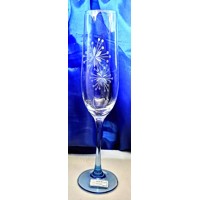LsG-Crystal Skleničky modré na šampus/ sekt/ šumivá vína ručně broušené ryté V...