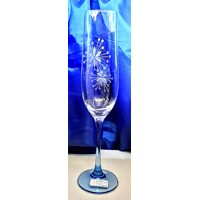LsG-Crystal Sklenice modrá na šampus sekt šumivá vína ručně broušené ryté Vločka dárkové balení Ella-3598 190ml 2 Ks.