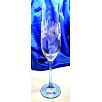 LsG-Crystal Sklenice modrá na šampus sekt šumivá vína ručně broušené ryté Růže dárkové balení Ella-5598 190 ml 2 Ks.